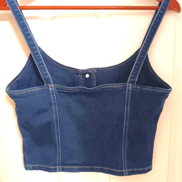 Forever 21 Denim Button-Front Bustier Cami Size Large - Picture 3 of 6